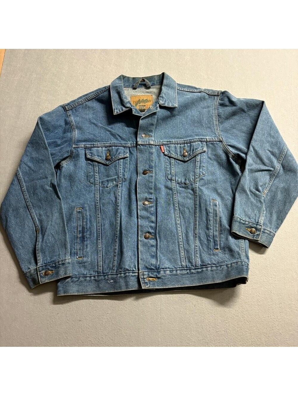 Expressions International Denim Jacket Womens Large Blue Cotton Trucker Vintage